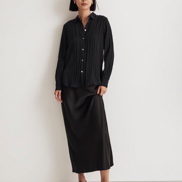 [NWT] Madewell Crinkled Button-Down Shirt in Black - Picture 3 of 5